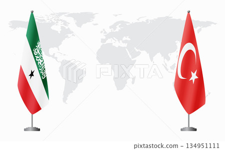 Somaliland and Turkey flags for official meeting 134951111