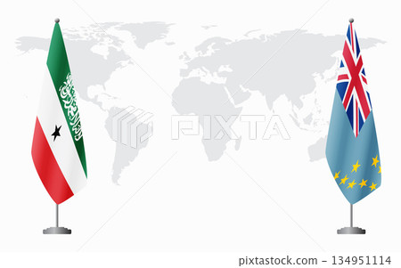 Somaliland and Tuvalu flags for official meeting Somaliland and Tuvalu flags for official meeting 134951114