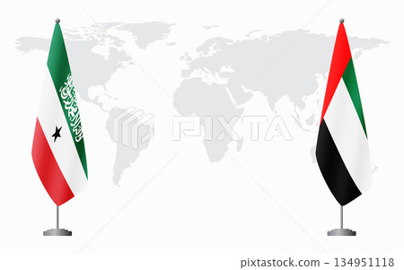Somaliland and United Arab Emirates flags for official meetin Somaliland and United Arab Emirates flags for official meetin 134951118