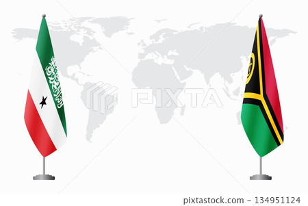 Somaliland and Vanuatu flags for official meeting 134951124
