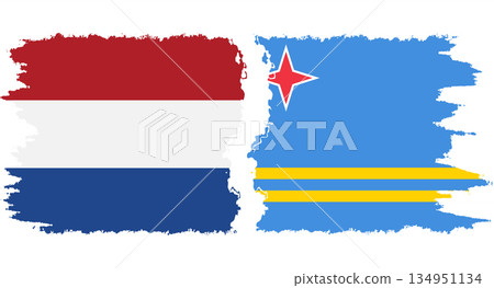 Aruba and Netherlands grunge flags connection vector Aruba and Netherlands grunge flags connection vector 134951134