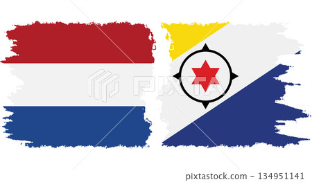 Bonaire and Netherlands grunge flags connection vector 134951141