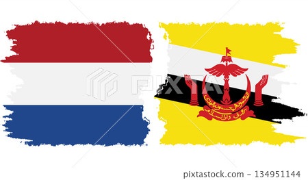 Brunei and Netherlands grunge flags connection vector Brunei and Netherlands grunge flags connection vector 134951144