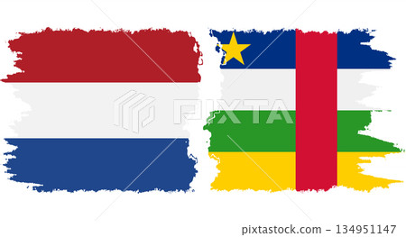 Central African Republic and Netherlands grunge flags connection vecto 134951147