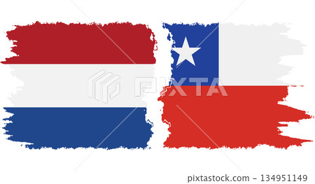 Chile and Netherlands grunge flags connection vector 134951149