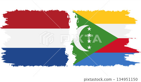 Comoros and Netherlands grunge flags connection vector 134951150
