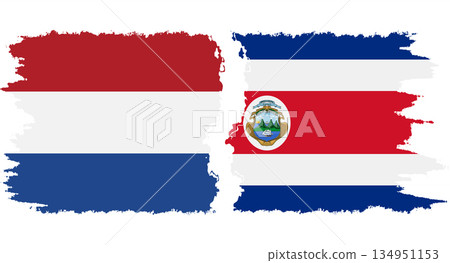 Costa Rica and Netherlands grunge flags connection vector Costa Rica and Netherlands grunge flags connection vector 134951153