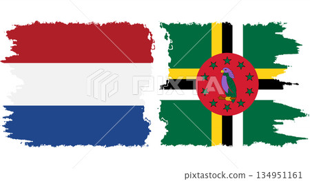 Dominica and Netherlands grunge flags connection vector Dominica and Netherlands grunge flags connection vector 134951161