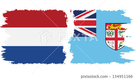 Fiji and Netherlands grunge flags connection vector Fiji and Netherlands grunge flags connection vector 134951166