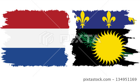 Guadeloupe and Netherlands grunge flags connection vector Guadeloupe and Netherlands grunge flags connection vector 134951169