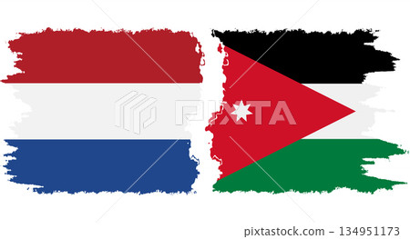 Jordan and Netherlands grunge flags connection vector Jordan and Netherlands grunge flags connection vector 134951173