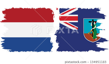 Montserrat and Netherlands grunge flags connection vector Montserrat and Netherlands grunge flags connection vector 134951183