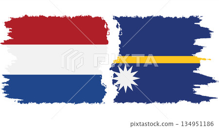 Nauru and Netherlands grunge flags connection vector Nauru and Netherlands grunge flags connection vector 134951186
