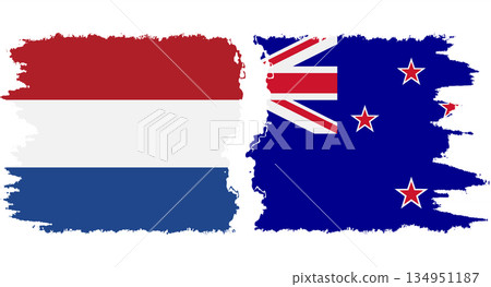 New Zealand and Netherlands grunge flags connection vector New Zealand and Netherlands grunge flags connection vector 134951187