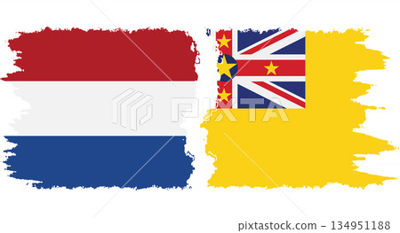 Niue and Netherlands grunge flags connection vector Niue and Netherlands grunge flags connection vector 134951188