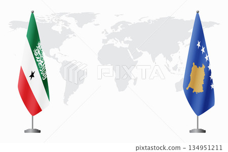 Somaliland and Kosovo flags for official meeting 134951211