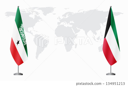 Somaliland and Kuwait flags for official meeting 134951213