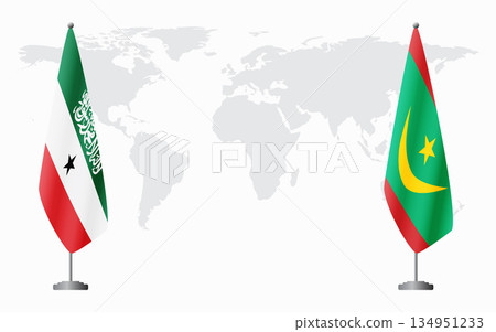 Somaliland and Mauritania flags for official meeting Somaliland and Mauritania flags for official meeting 134951233