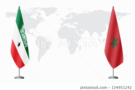 Somaliland and Morocco flags for official meeting Somaliland and Morocco flags for official meeting 134951242