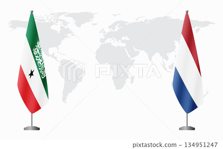 Somaliland and Netherlands flags for official meeting 134951247