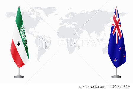Somaliland and New Zealand flags for official meeting 134951249