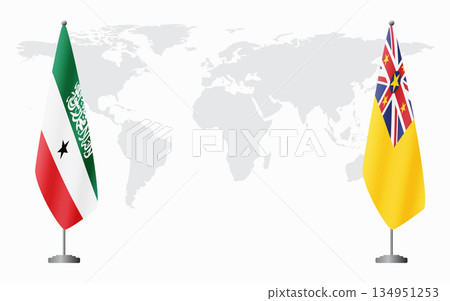 Somaliland and Niue flags for official meeting 134951253