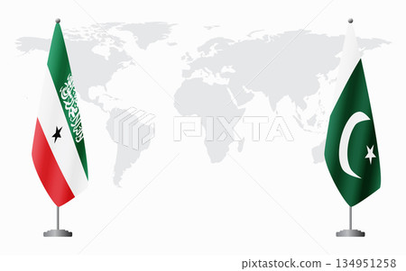 Somaliland and Pakistan flags for official meeting 134951258