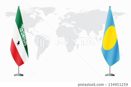 Somaliland and Palau flags for official meeting Somaliland and Palau flags for official meeting 134951259