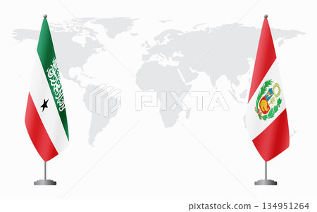Somaliland and Peru flags for official meeting Somaliland and Peru flags for official meeting 134951264