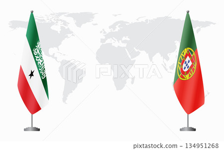 Somaliland and Portugal flags for official meeting Somaliland and Portugal flags for official meeting 134951268