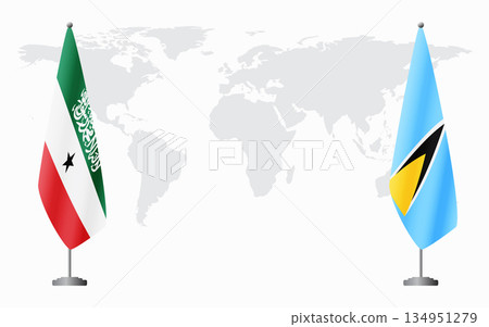 Somaliland and Saint Lucia flags for official meeting Somaliland and Saint Lucia flags for official meeting 134951279