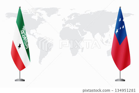 Somaliland and Samoa flags for official meeting Somaliland and Samoa flags for official meeting 134951281