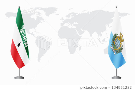Somaliland and San Marino flags for official meeting 134951282