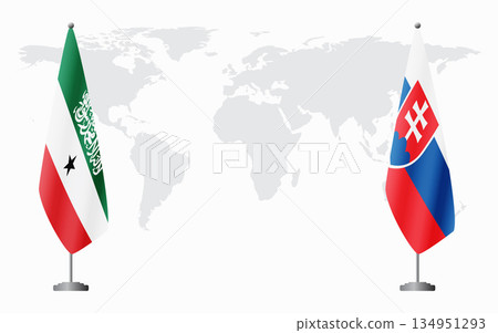 Somaliland and Slovakia flags for official meeting 134951293