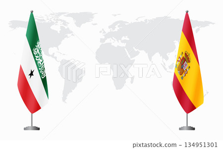 Somaliland and Spain flags for official meeting Somaliland and Spain flags for official meeting 134951301