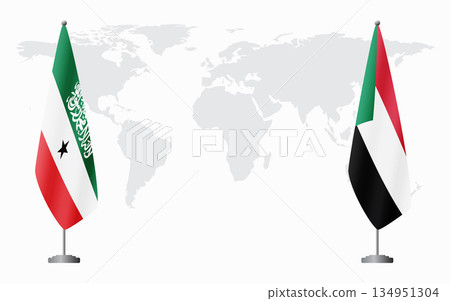 Somaliland and Sudan flags for official meeting Somaliland and Sudan flags for official meeting 134951304