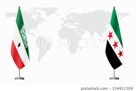 Somaliland and Syria flags for official meeting 134951309