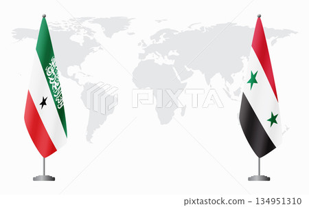 Somaliland and Syria flags for official meeting 134951310