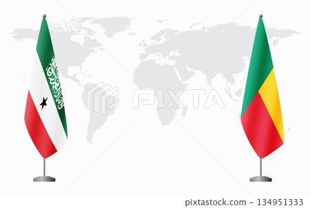 Somaliland and Benin flags for official meeting Somaliland and Benin flags for official meeting 134951333