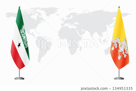 Somaliland and Bhutan flags for official meeting Somaliland and Bhutan flags for official meeting 134951335