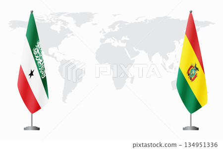 Somaliland and Bolivia flags for official meeting 134951336