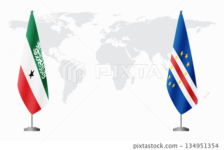 Somaliland and Cape Verde flags for official meeting 134951354