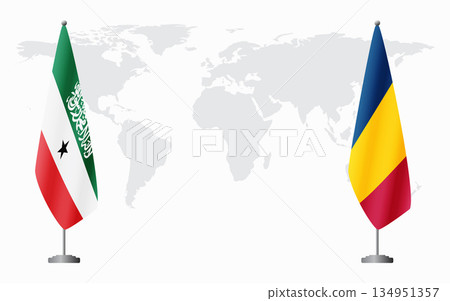 Somaliland and Chad flags for official meeting 134951357