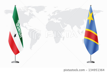 Somaliland and Congo Kinshasa flags for official meeting 134951364