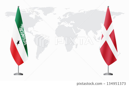 Somaliland and Denmark flags for official meeting 134951373