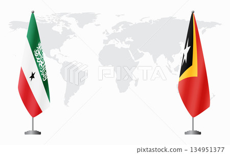 Somaliland and Timor-Leste flags for official meeting Somaliland and Timor-Leste flags for official meeting 134951377