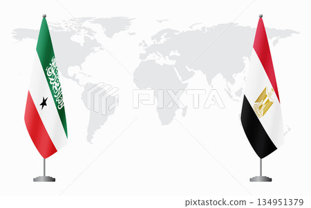 Somaliland and Egypt flags for official meeting 134951379