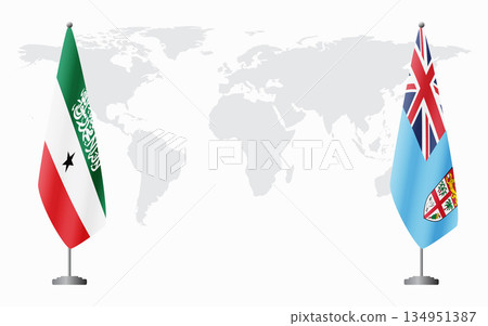 Somaliland and Fiji flags for official meeting 134951387