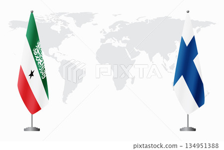 Somaliland and Finland flags for official meeting Somaliland and Finland flags for official meeting 134951388