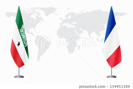 Somaliland and France flags for official meeting 134951389